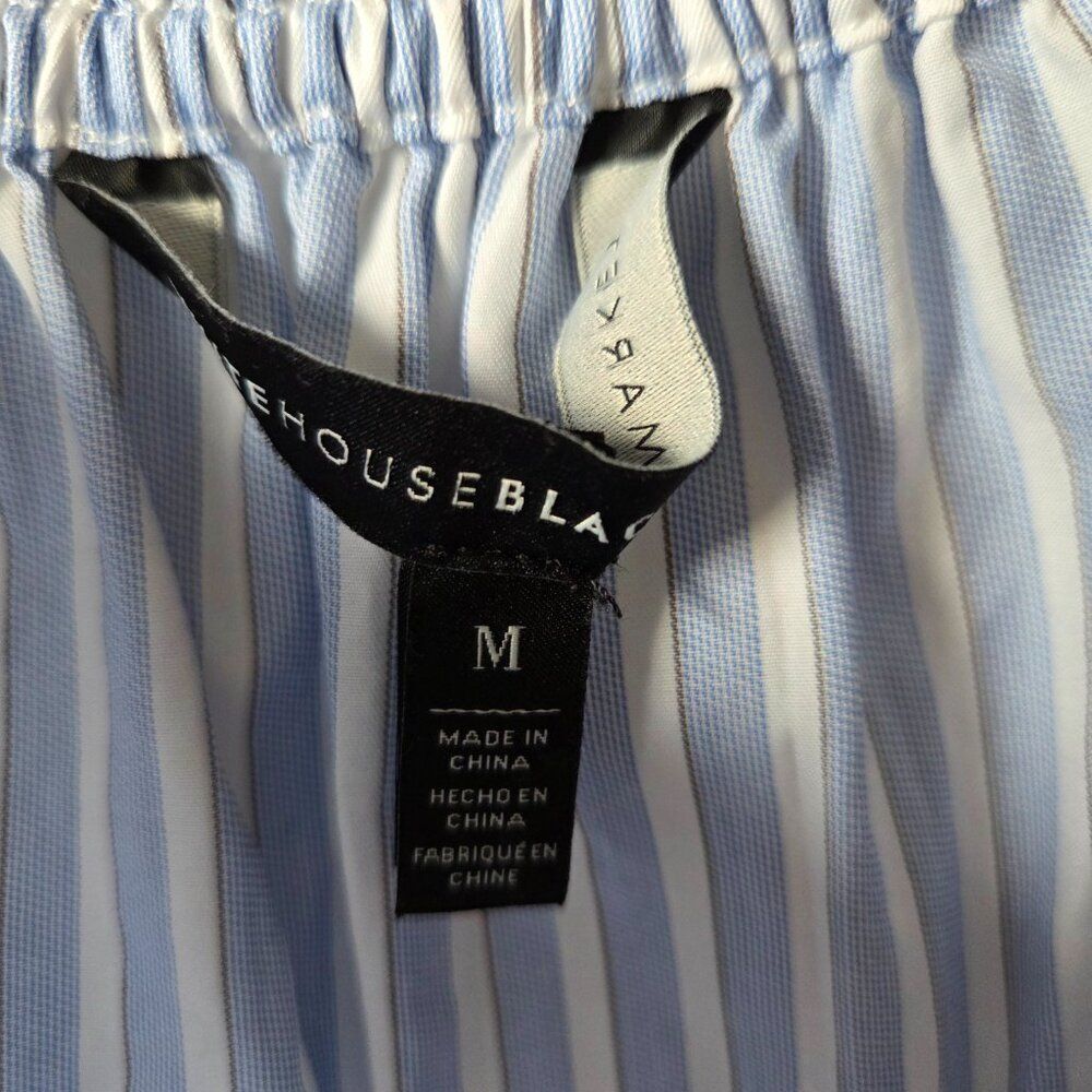 NWOT WHITE HOUSE BLACK MARKET STRIPED BOHO PEASANT EMBROIDERED COTTON TOP SIZE M - Picture 10 of 14